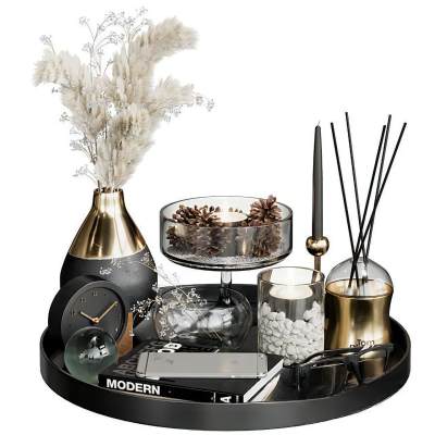 现代饰品摆件 装饰品 托盘 花瓶 香薰